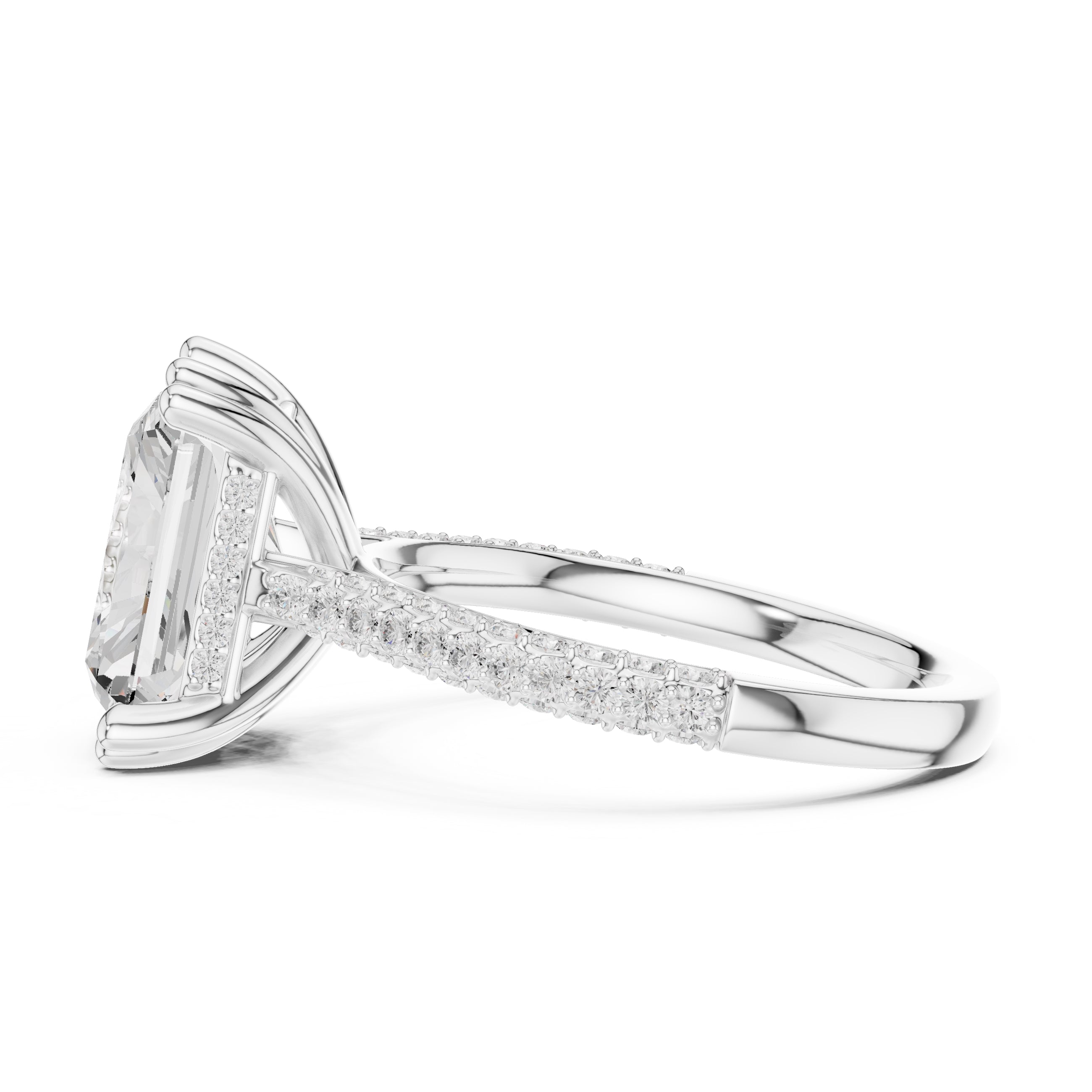 4.00 ct Eclipse Pavé Heart Engagement Ring 4ct White Gold Radiant