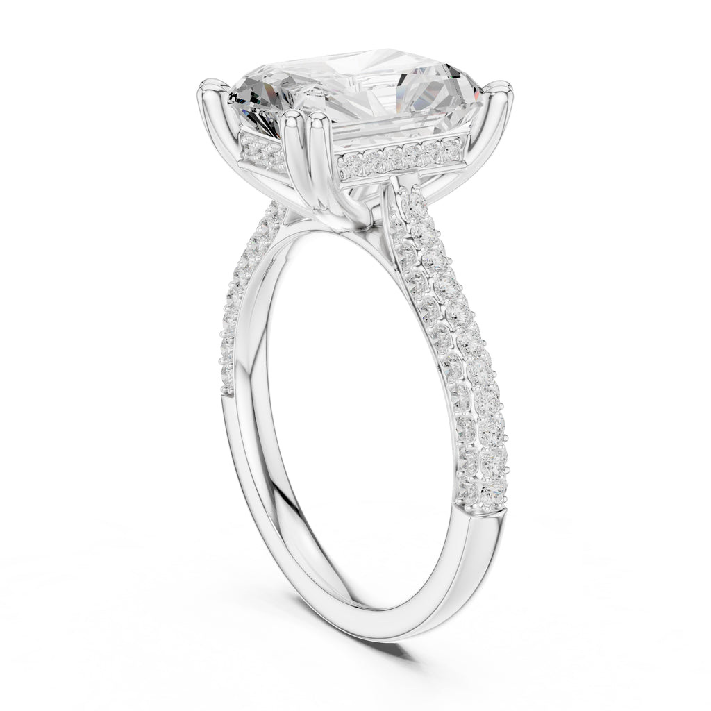 4.00 ct Eclipse Pavé Heart Engagement Ring 4ct White Gold Radiant