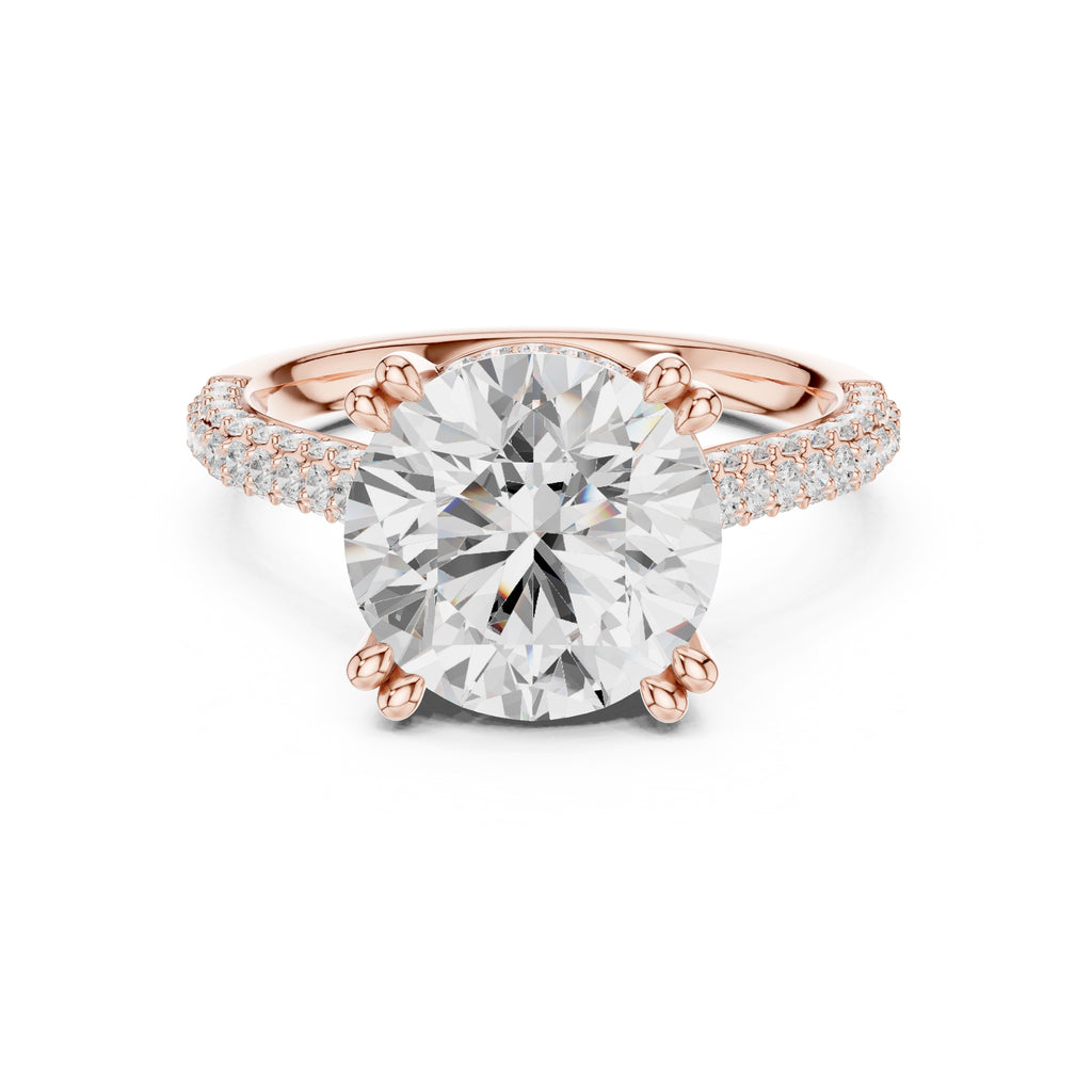 4.00 ct Eclipse Pavé Heart Engagement Ring 4ct Rose Gold Round