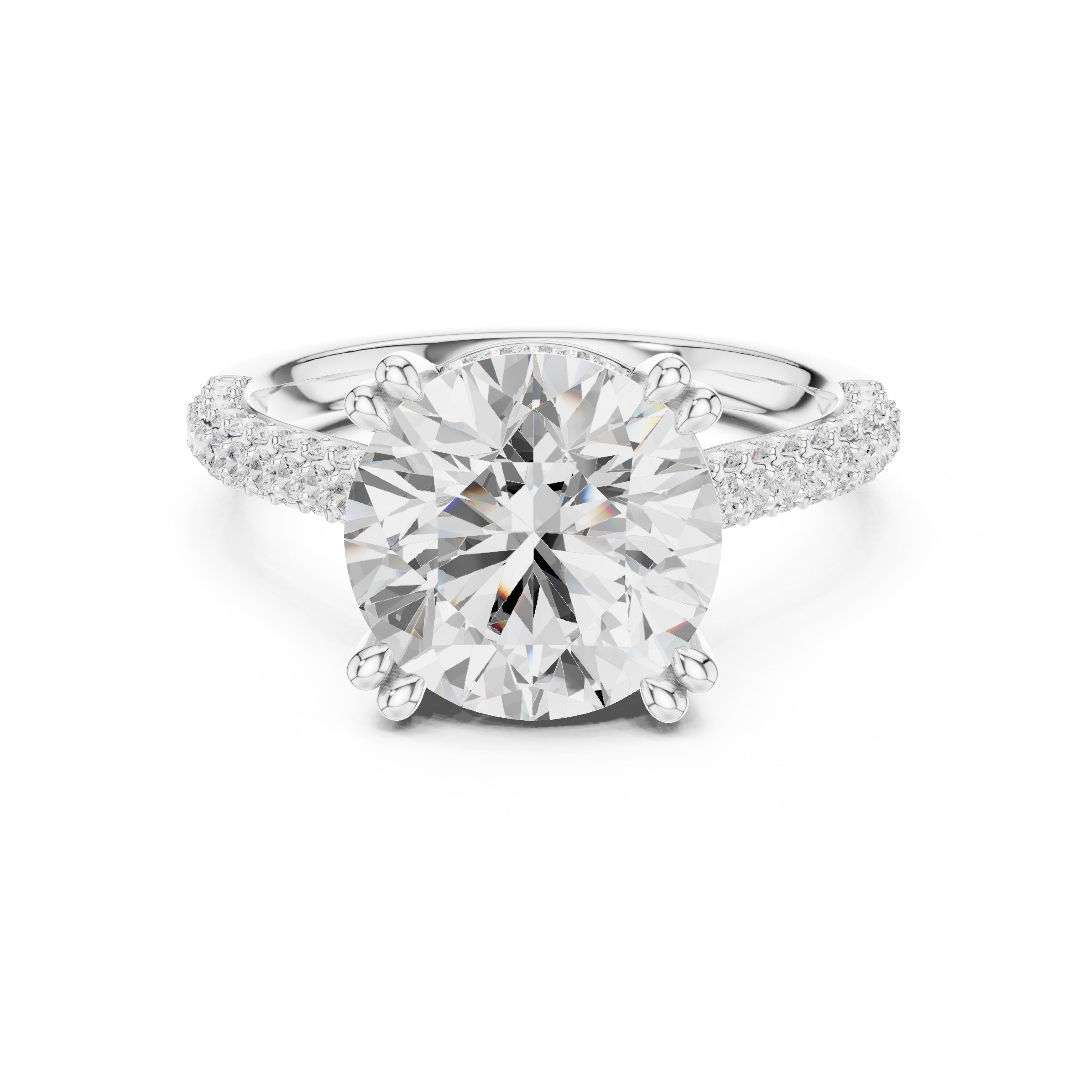 4.00 ct Eclipse Pavé Heart Engagement Ring 4ct White Gold Round