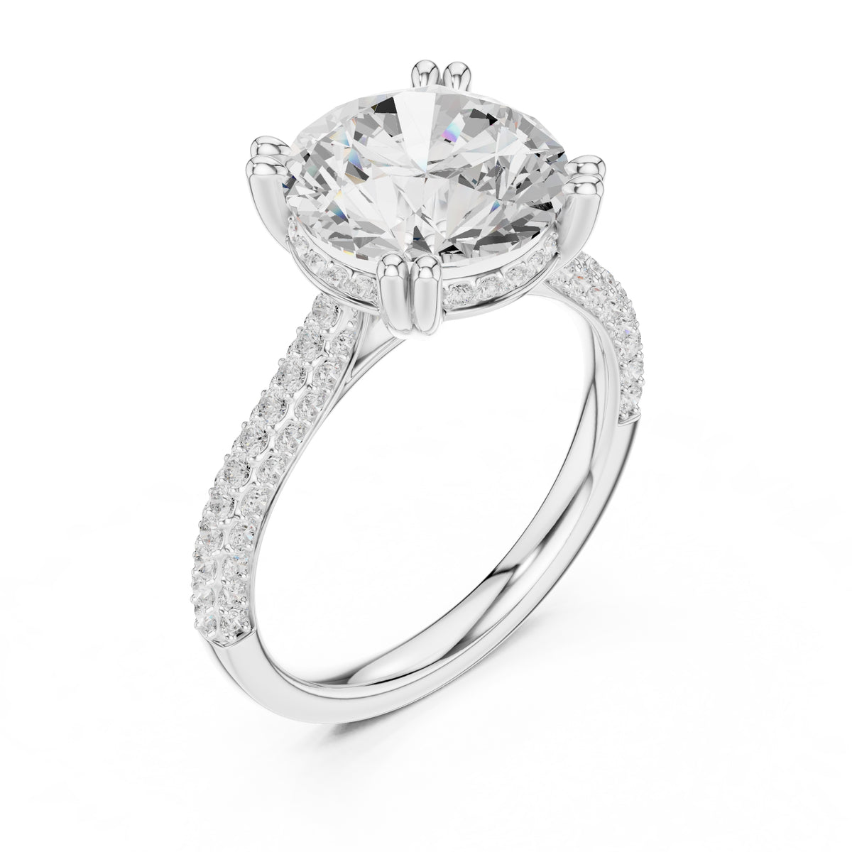 4.00 ct Eclipse Pavé Heart Engagement Ring 4ct White Gold Round