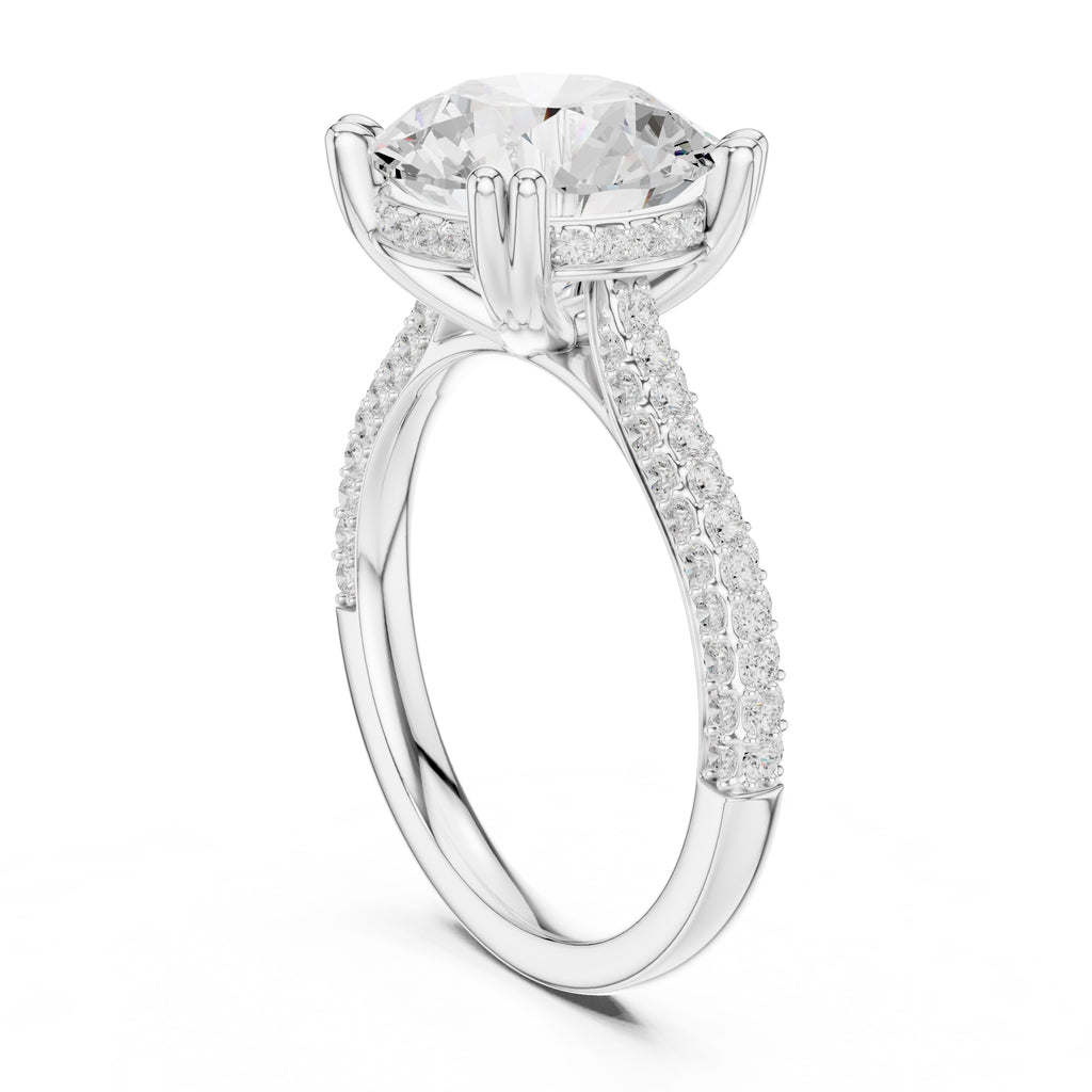 4.00 ct Eclipse Pavé Heart Engagement Ring 4ct White Gold Round