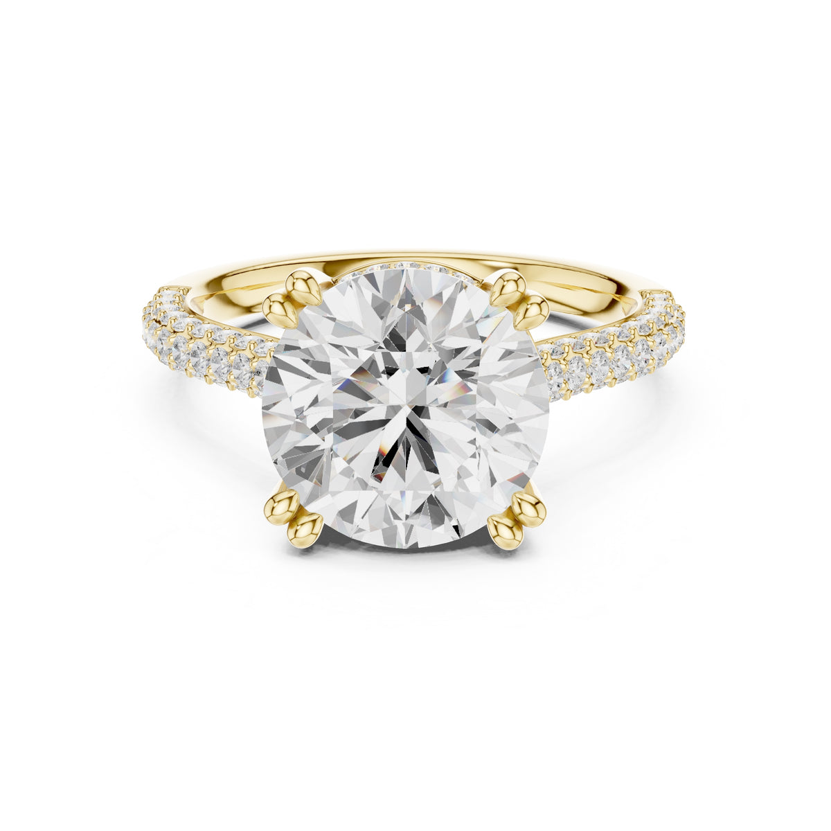 4.00 ct Eclipse Pavé Heart Engagement Ring 4ct Yellow Gold Round