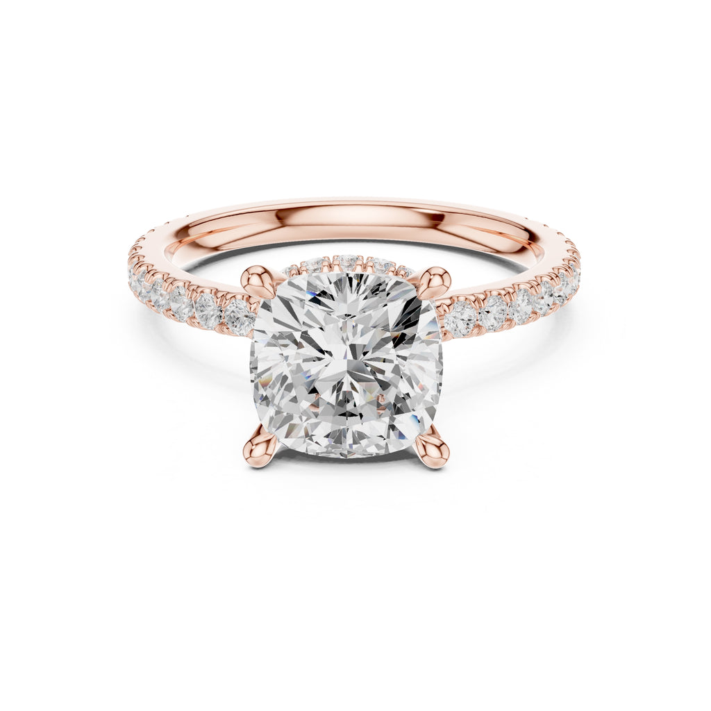 3.00 ct Celestial Halo Engagement Ring 3ct Rose Gold Cushion