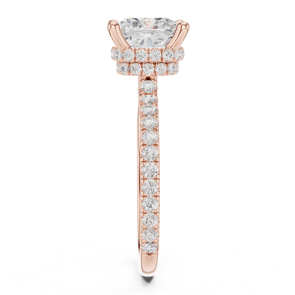 3.00 ct Celestial Halo Engagement Ring 3ct Rose Gold Cushion