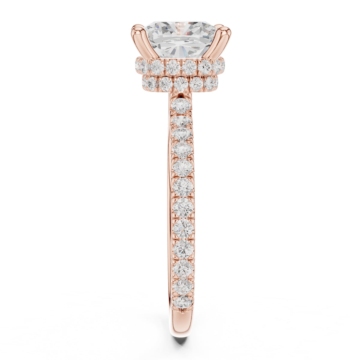 3.00 ct Celestial Halo Engagement Ring 3ct Rose Gold Cushion