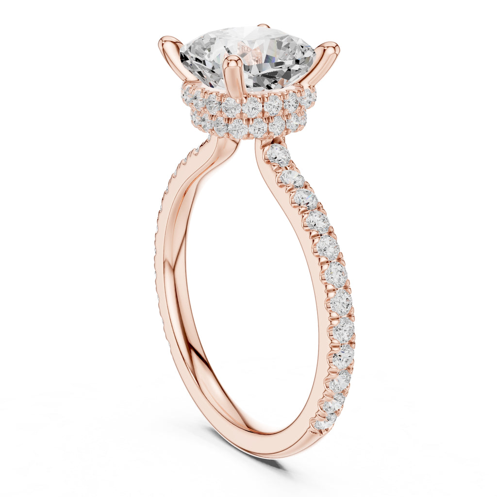 3.00 ct Celestial Halo Engagement Ring 3ct Rose Gold Cushion