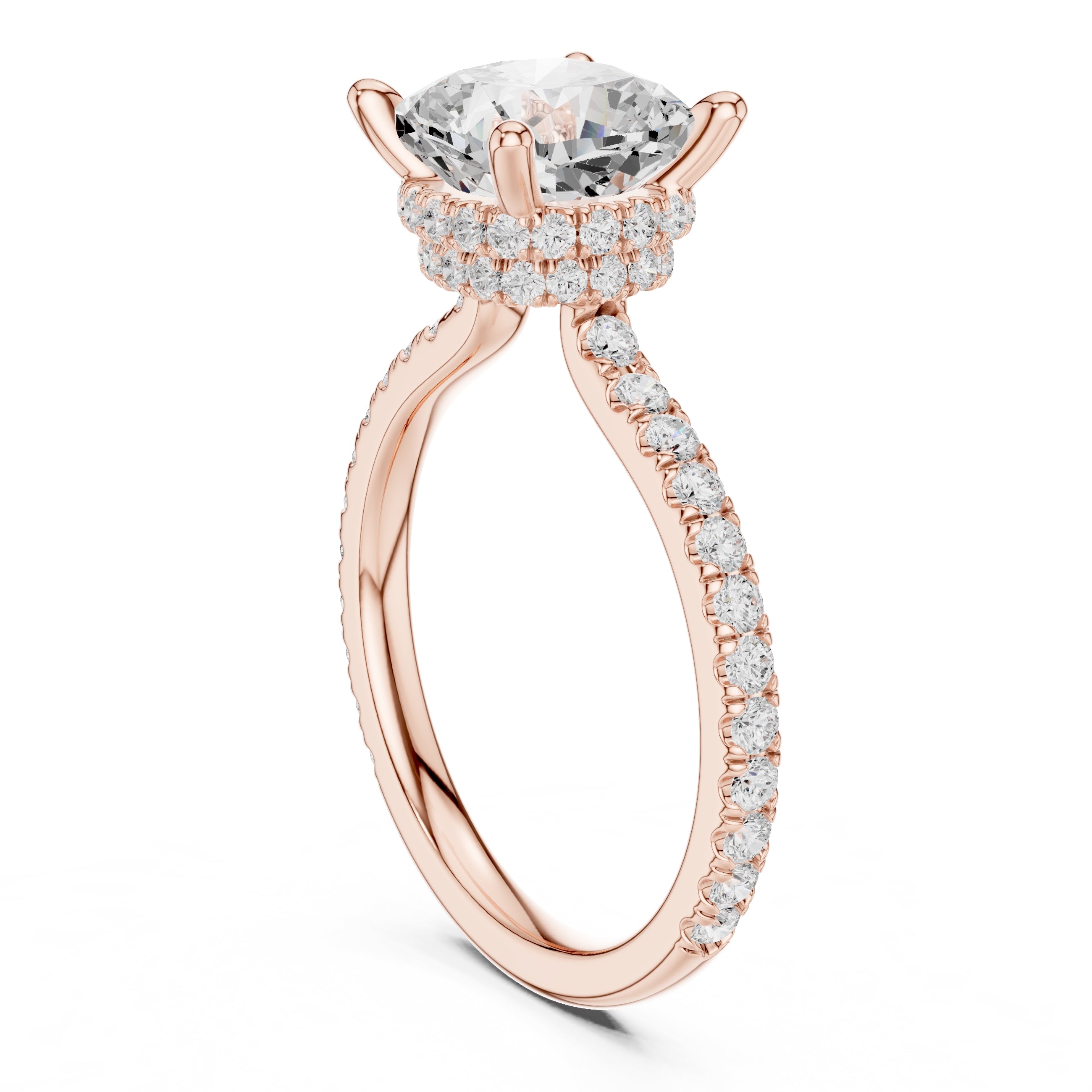 3.00 ct Celestial Halo Engagement Ring 3ct Rose Gold Cushion