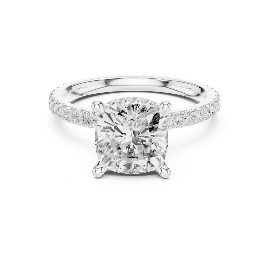 3.00 ct Celestial Halo Engagement Ring 3ct White Gold Cushion