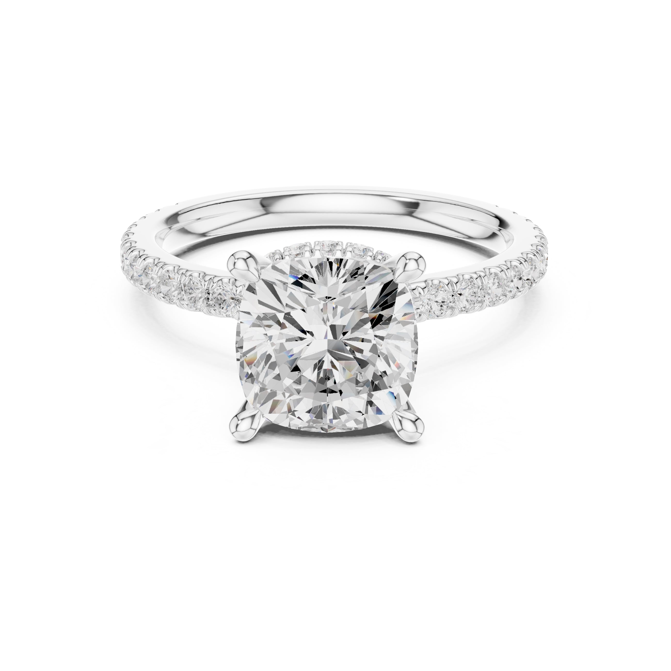 3.00 ct Celestial Halo Engagement Ring 3ct White Gold Cushion