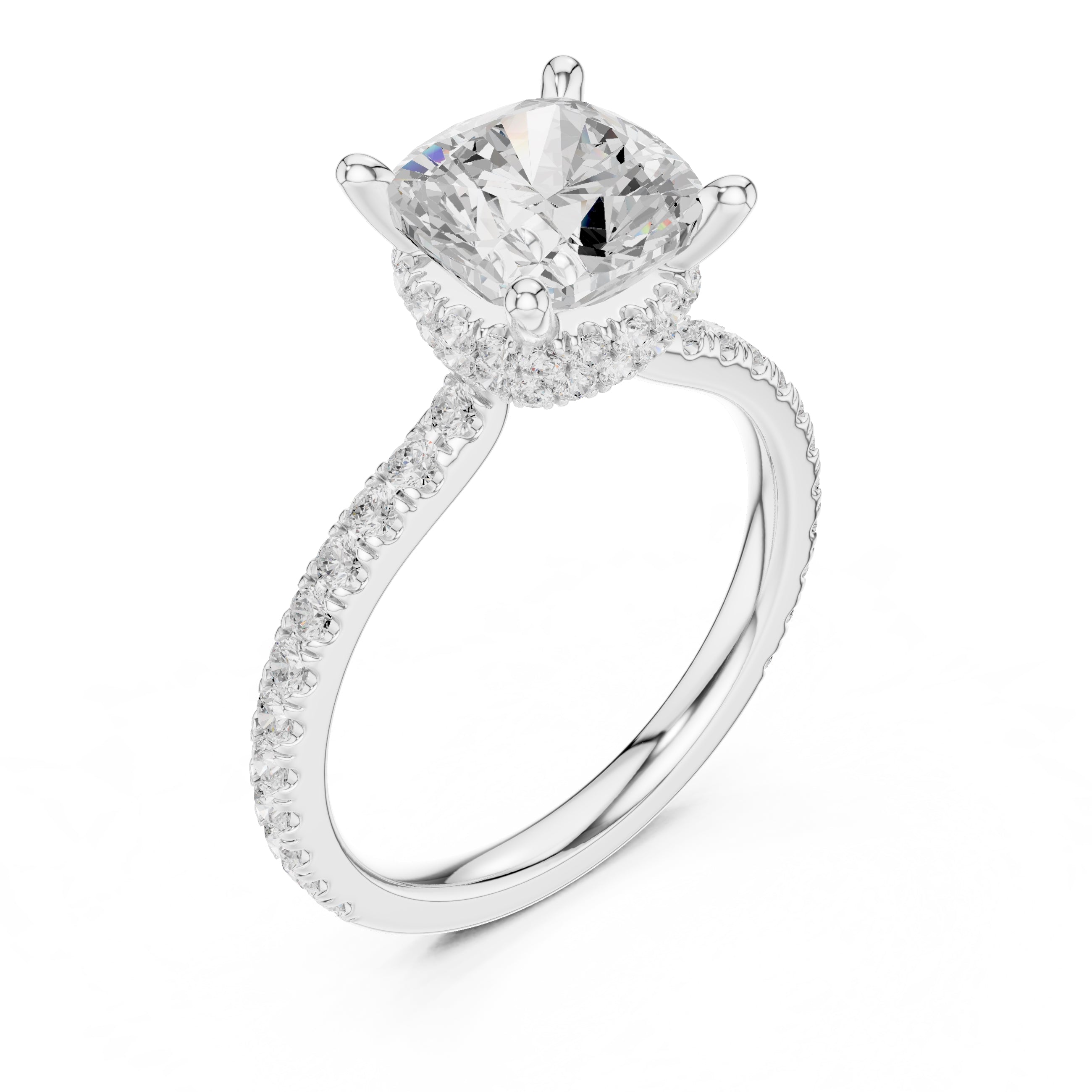 3.00 ct Celestial Halo Engagement Ring 3ct White Gold Cushion