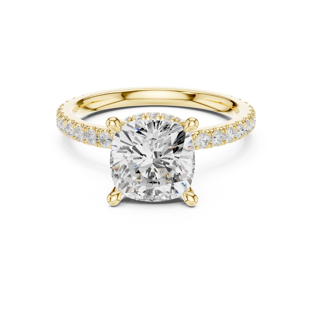 3.00 ct Celestial Halo Engagement Ring 3ct Yellow Gold Cushion