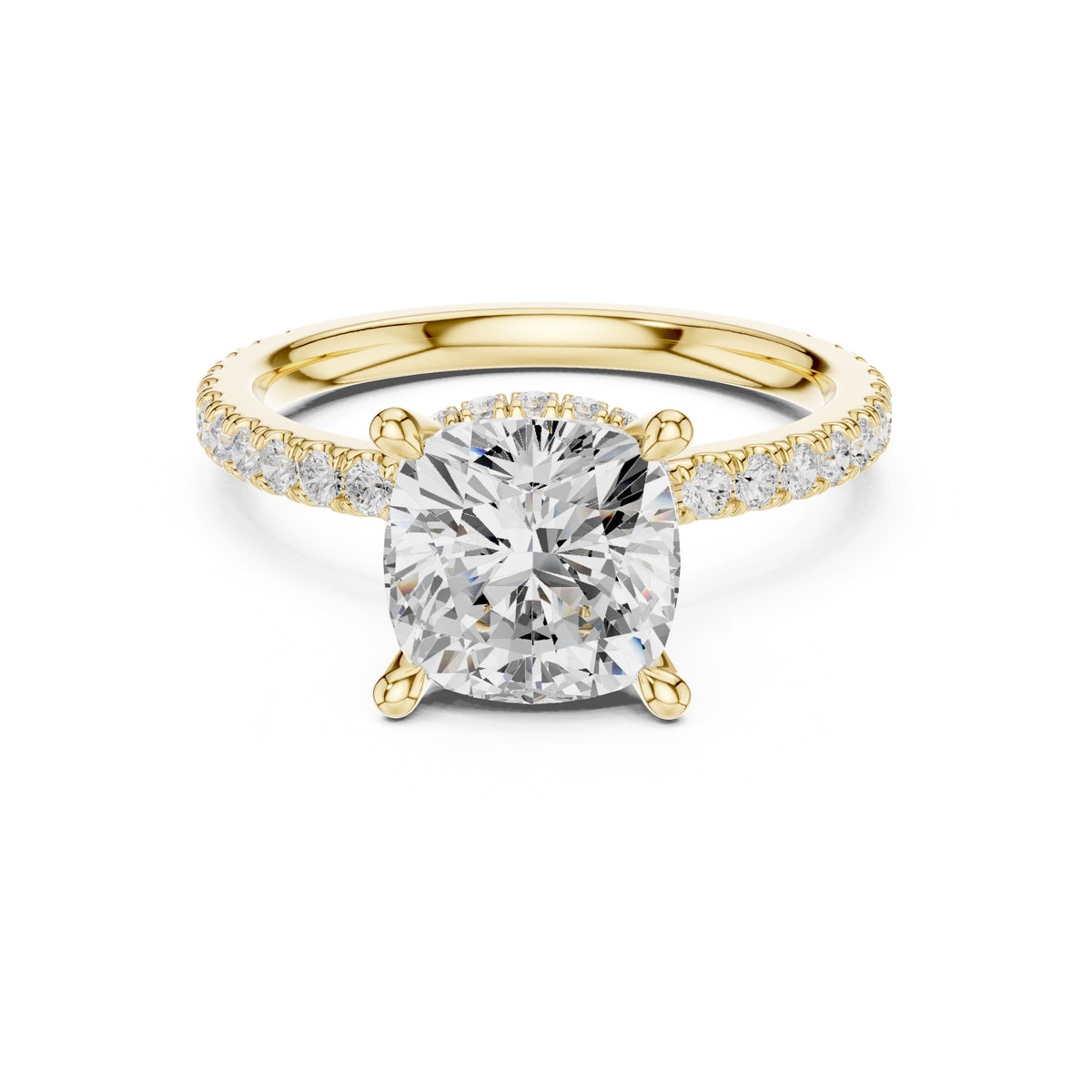 3.00 ct Celestial Halo Engagement Ring 3ct Yellow Gold Cushion