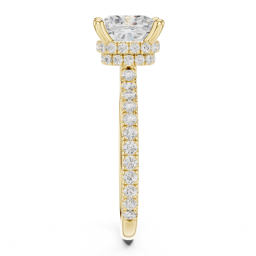 3.00 ct Celestial Halo Engagement Ring 3ct Yellow Gold Cushion