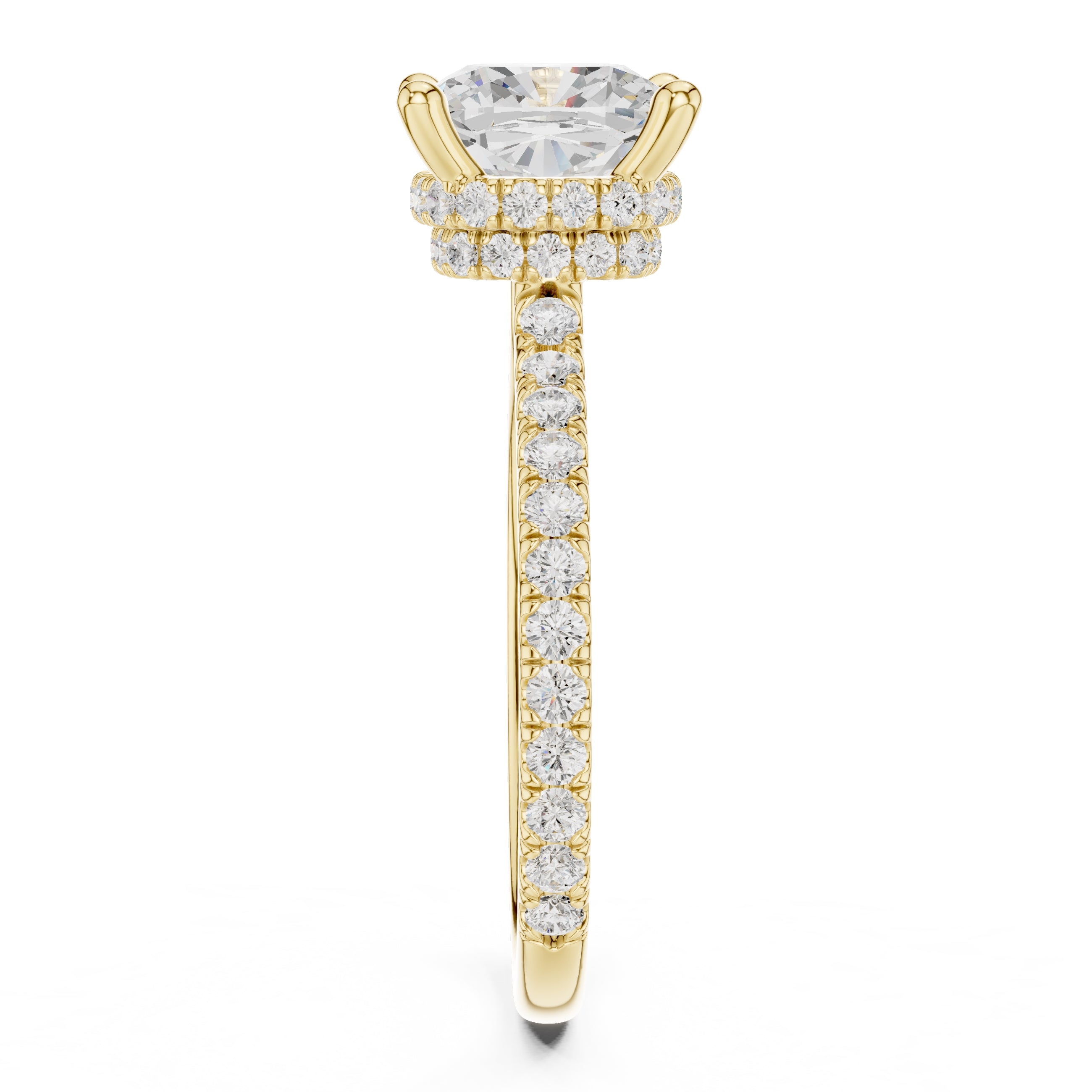 3.00 ct Celestial Halo Engagement Ring 3ct Yellow Gold Cushion
