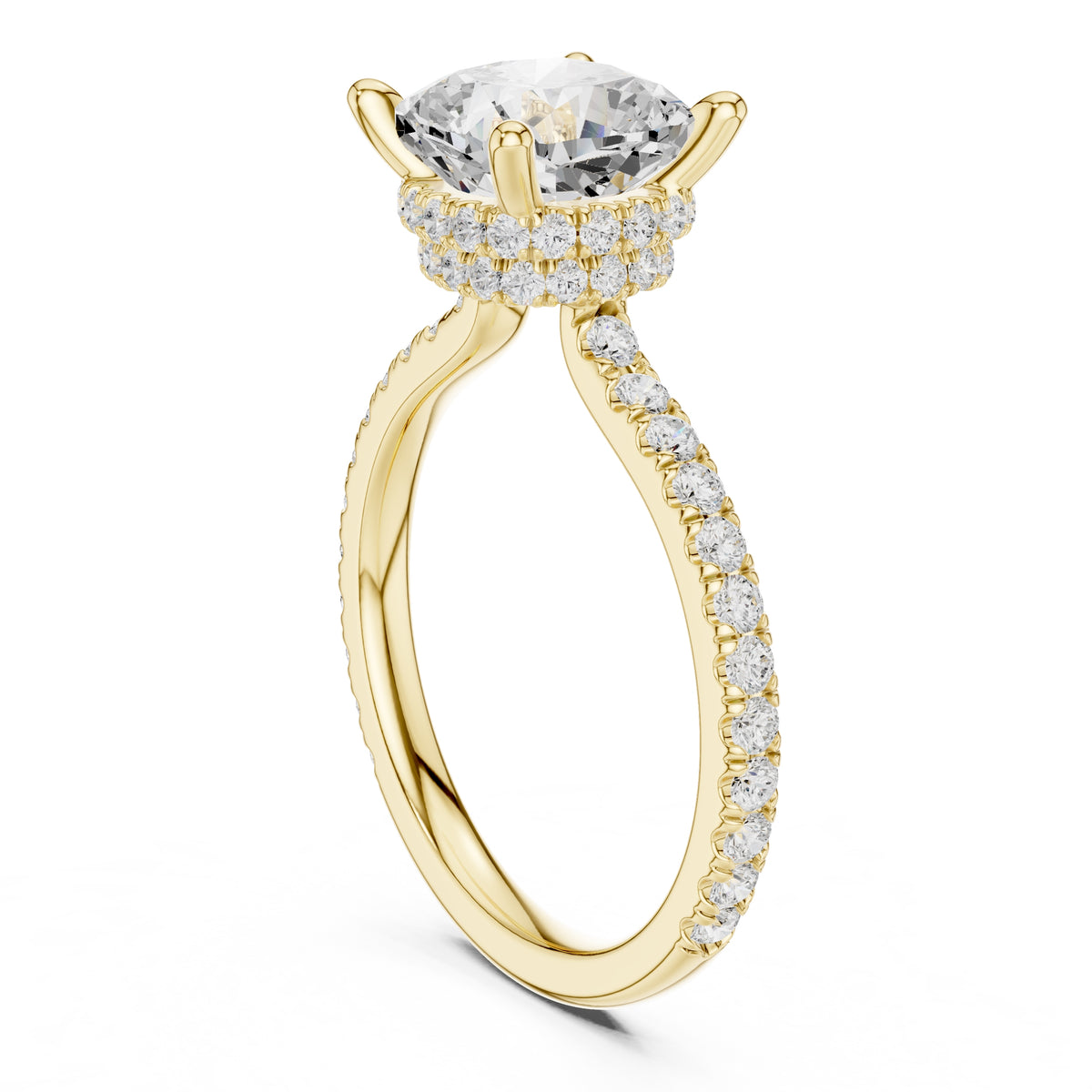 3.00 ct Celestial Halo Engagement Ring 3ct Yellow Gold Cushion