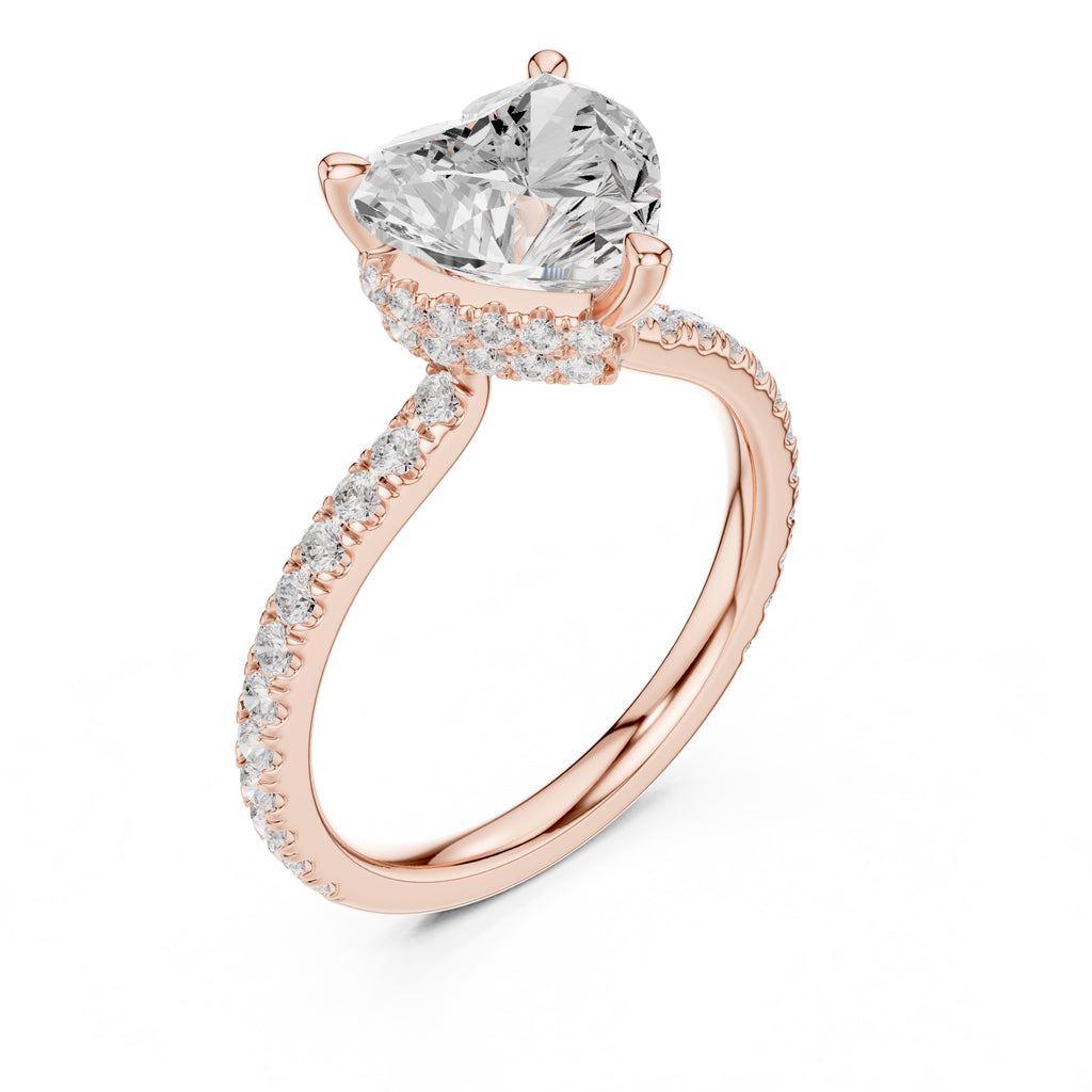 3.00 ct Celestial Halo Engagement Ring 3ct Rose Gold Heart