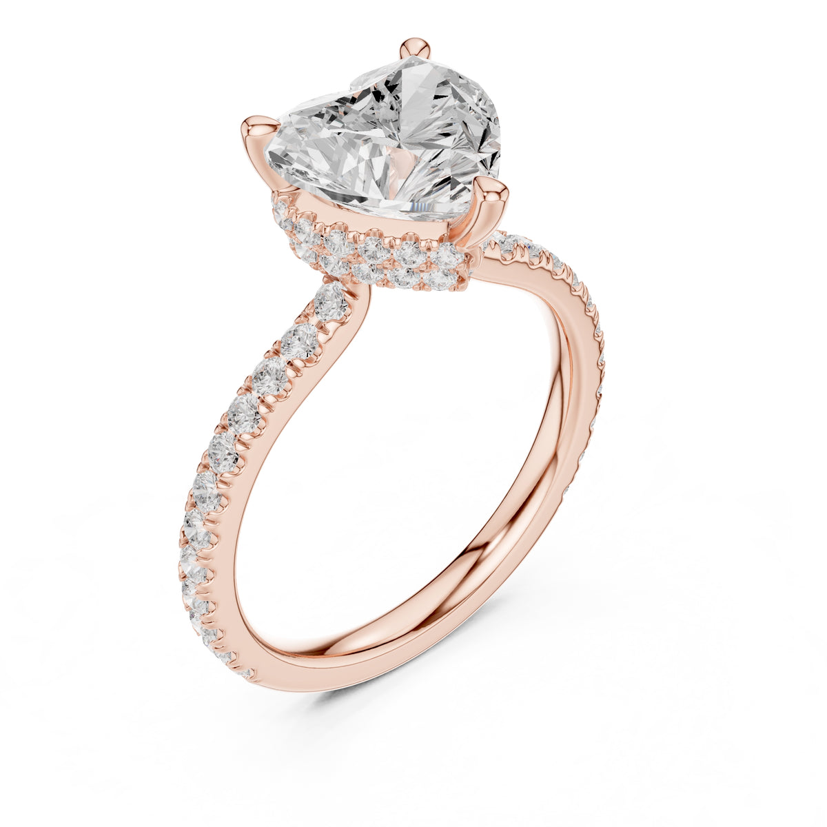 3.00 ct Celestial Halo Engagement Ring 3ct Rose Gold Heart