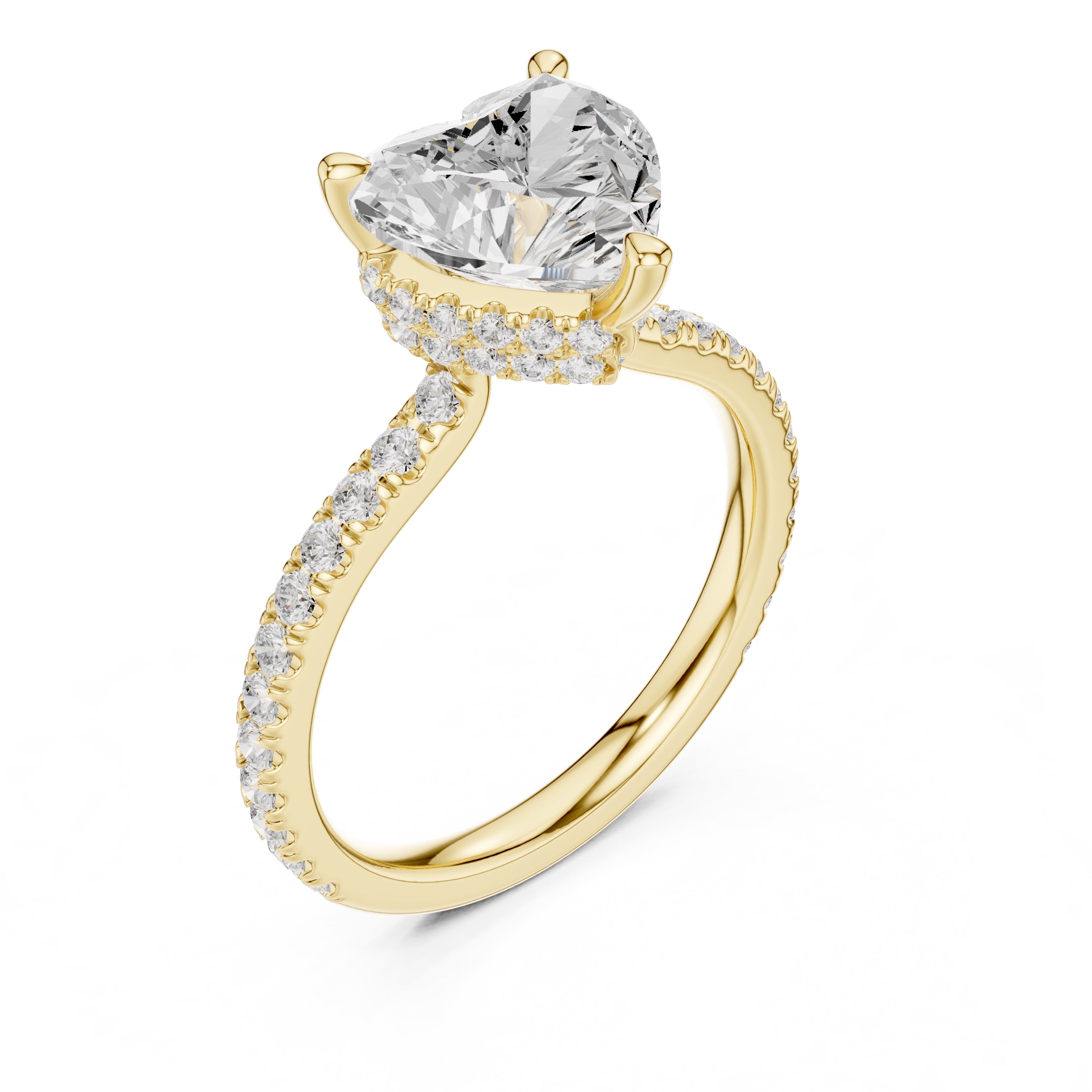 3.00 ct Celestial Halo Engagement Ring 3ct Yellow Gold Heart