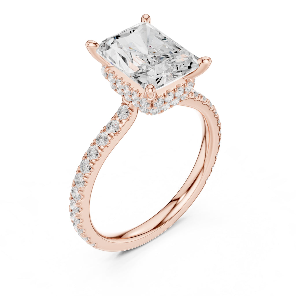 3.00 ct Celestial Halo Engagement Ring 3ct Rose Gold Radiant