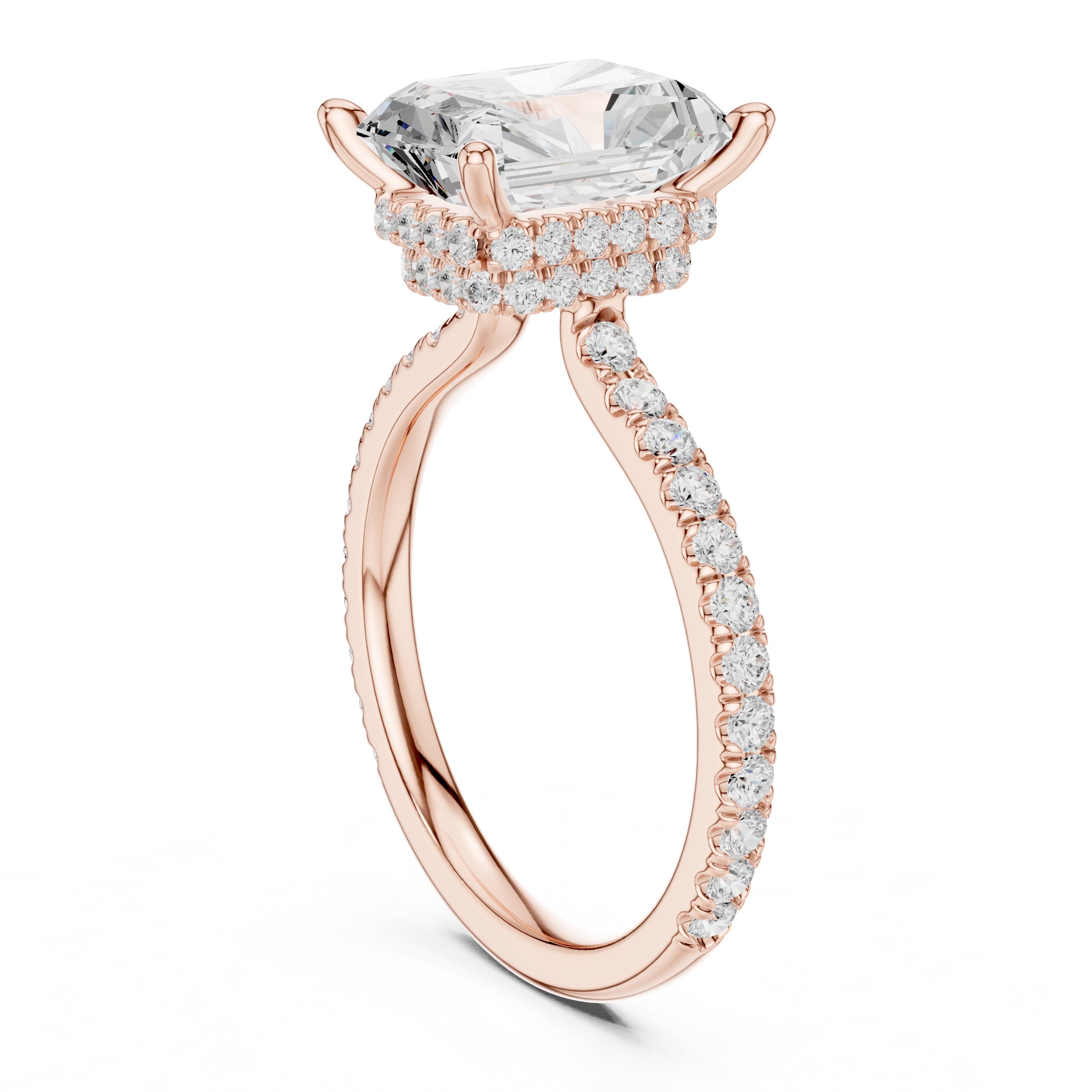3.00 ct Celestial Halo Engagement Ring 3ct Rose Gold Radiant