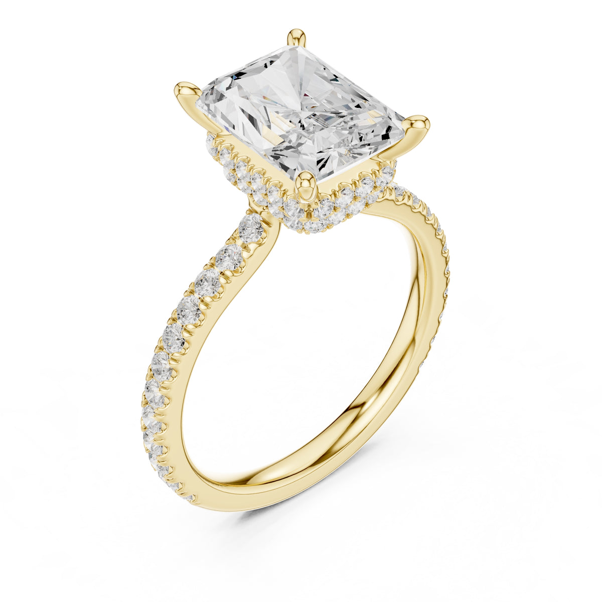 3.00 ct Celestial Halo Engagement Ring 3ct Yellow Gold Radiant