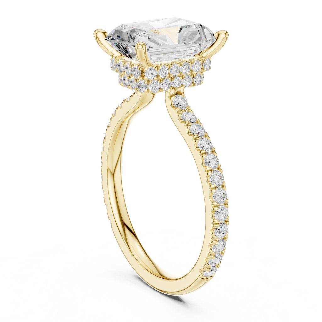 3.00 ct Celestial Halo Engagement Ring 3ct Yellow Gold Radiant