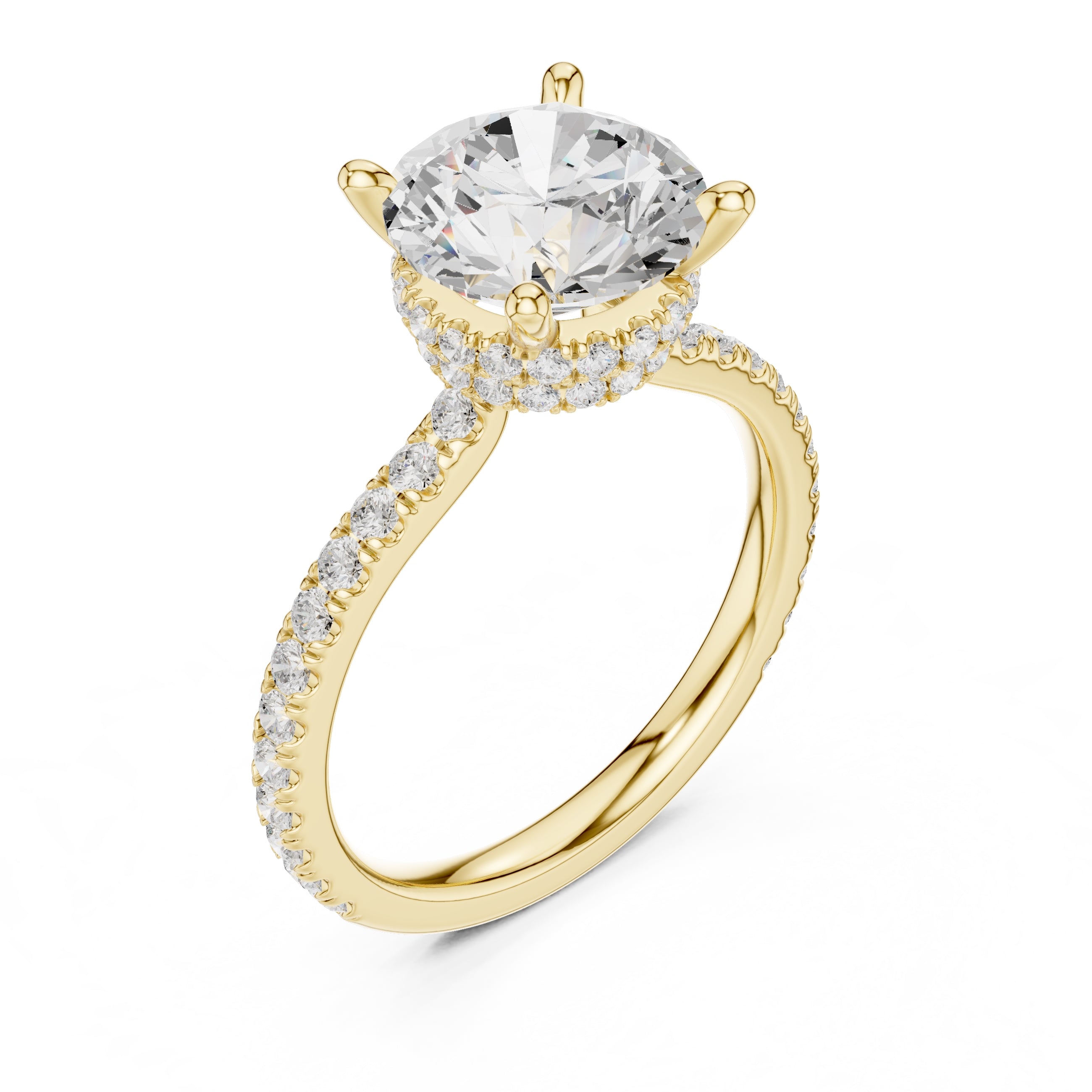 3.00 ct Celestial Halo Engagement Ring 3ct Yellow Gold Round