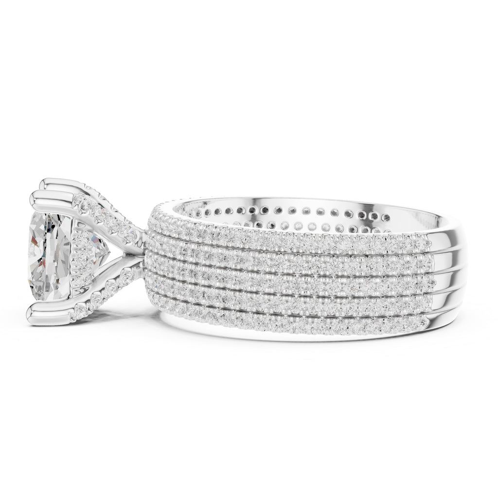 3.00 ct Vortex Multi-Row Engagement Ring 3ct White Gold Cushion