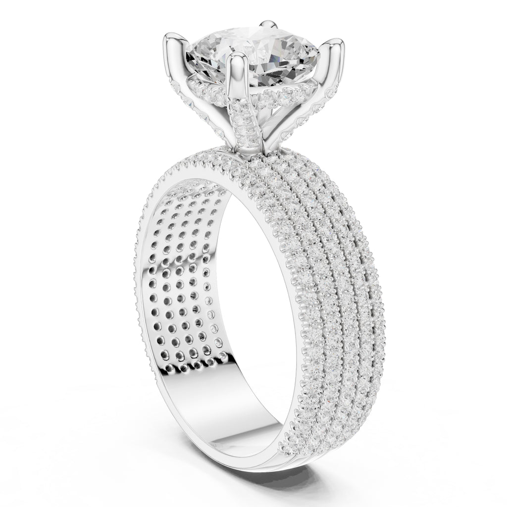 3.00 ct Vortex Multi-Row Engagement Ring 3ct White Gold Cushion
