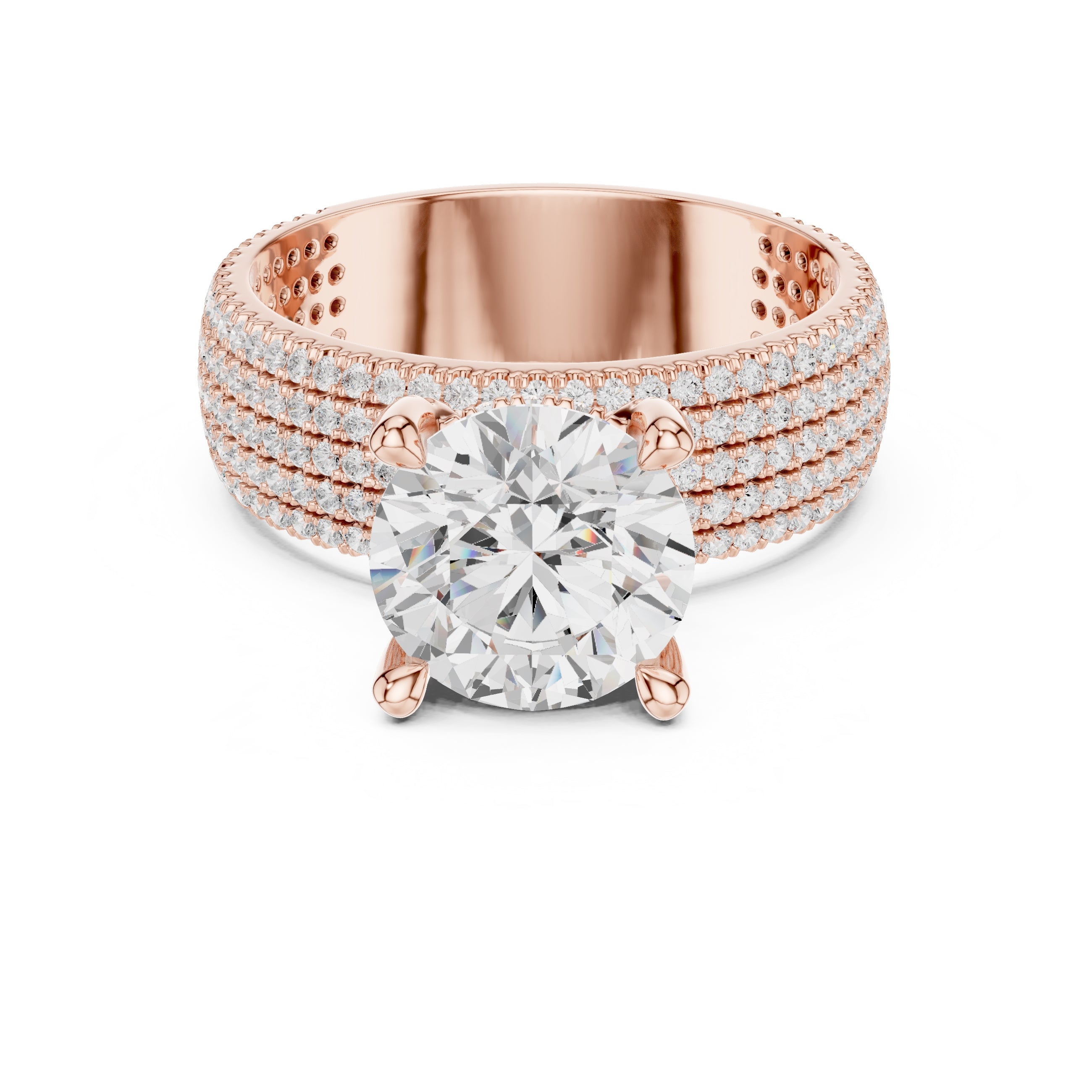 3.00 ct Vortex Multi-Row Engagement Ring 3ct Rose Gold Round