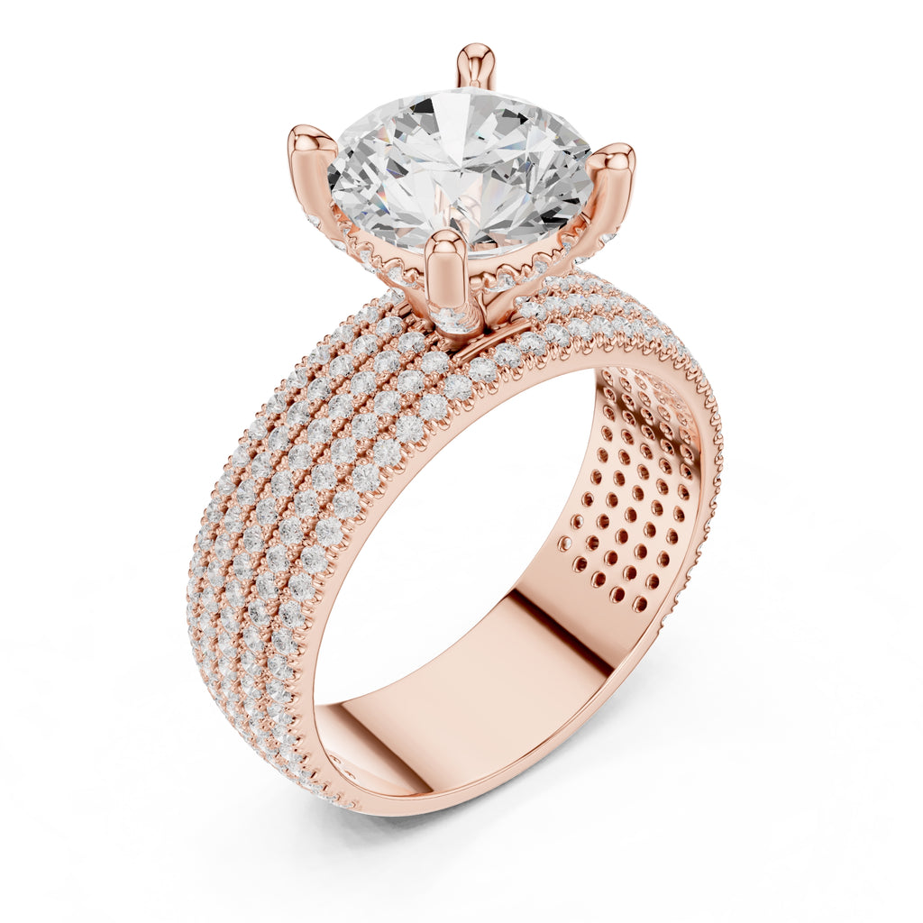 3.00 ct Vortex Multi-Row Engagement Ring 3ct Rose Gold Round
