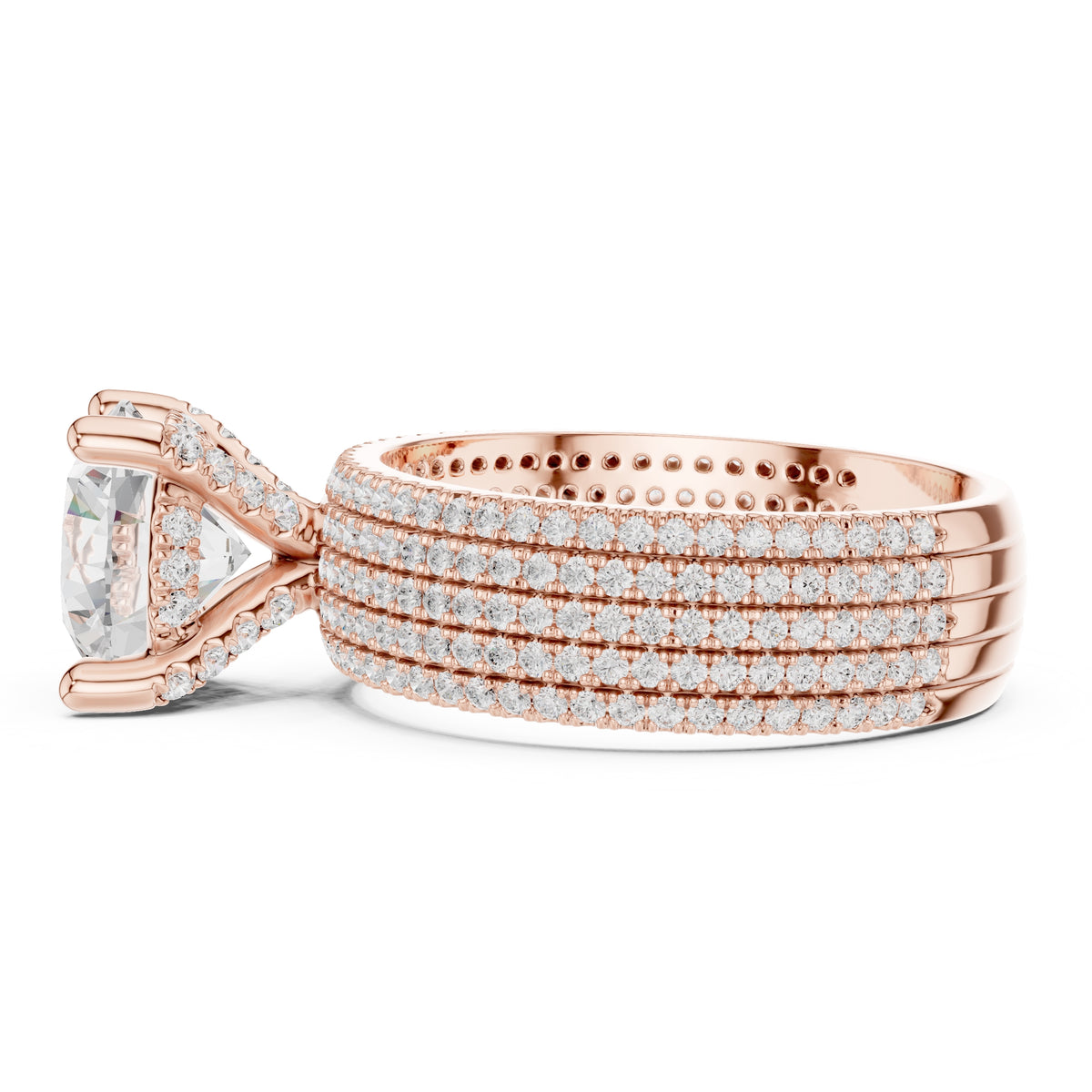 3.00 ct Vortex Multi-Row Engagement Ring 3ct Rose Gold Round