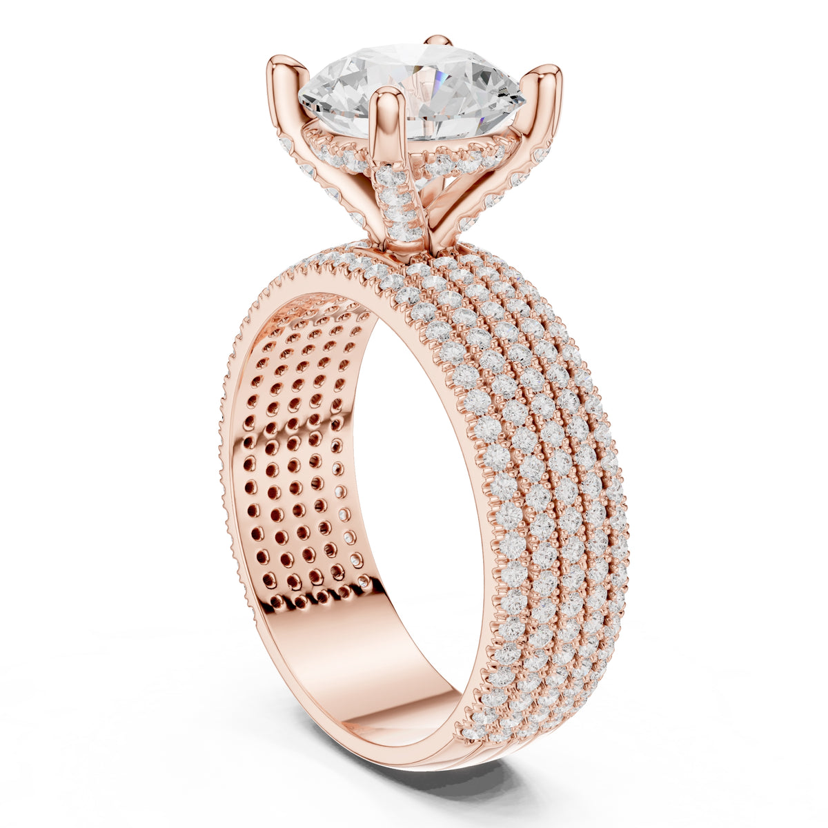 3.00 ct Vortex Multi-Row Engagement Ring 3ct Rose Gold Round