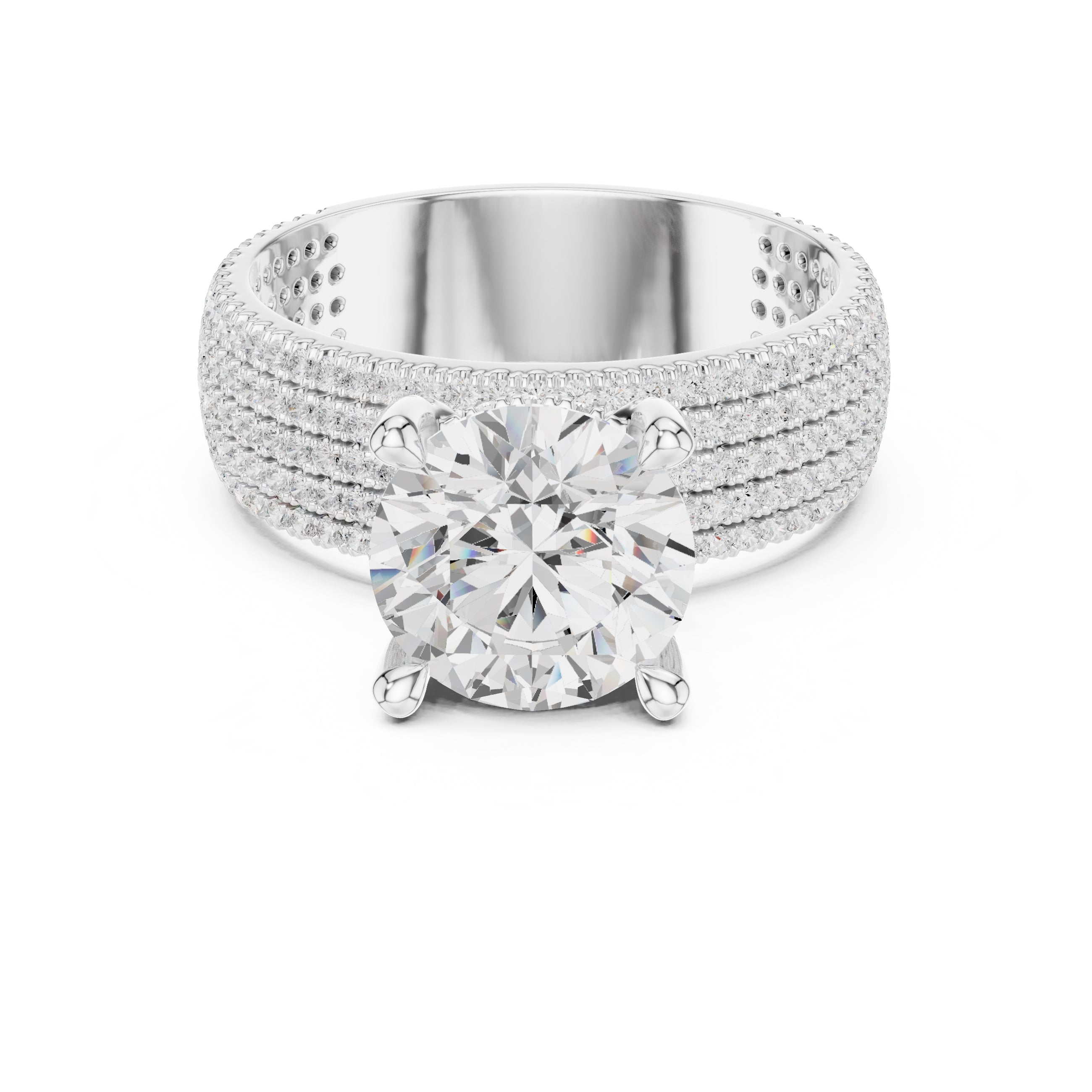 3.00 ct Vortex Multi-Row Engagement Ring 3ct White Gold Round