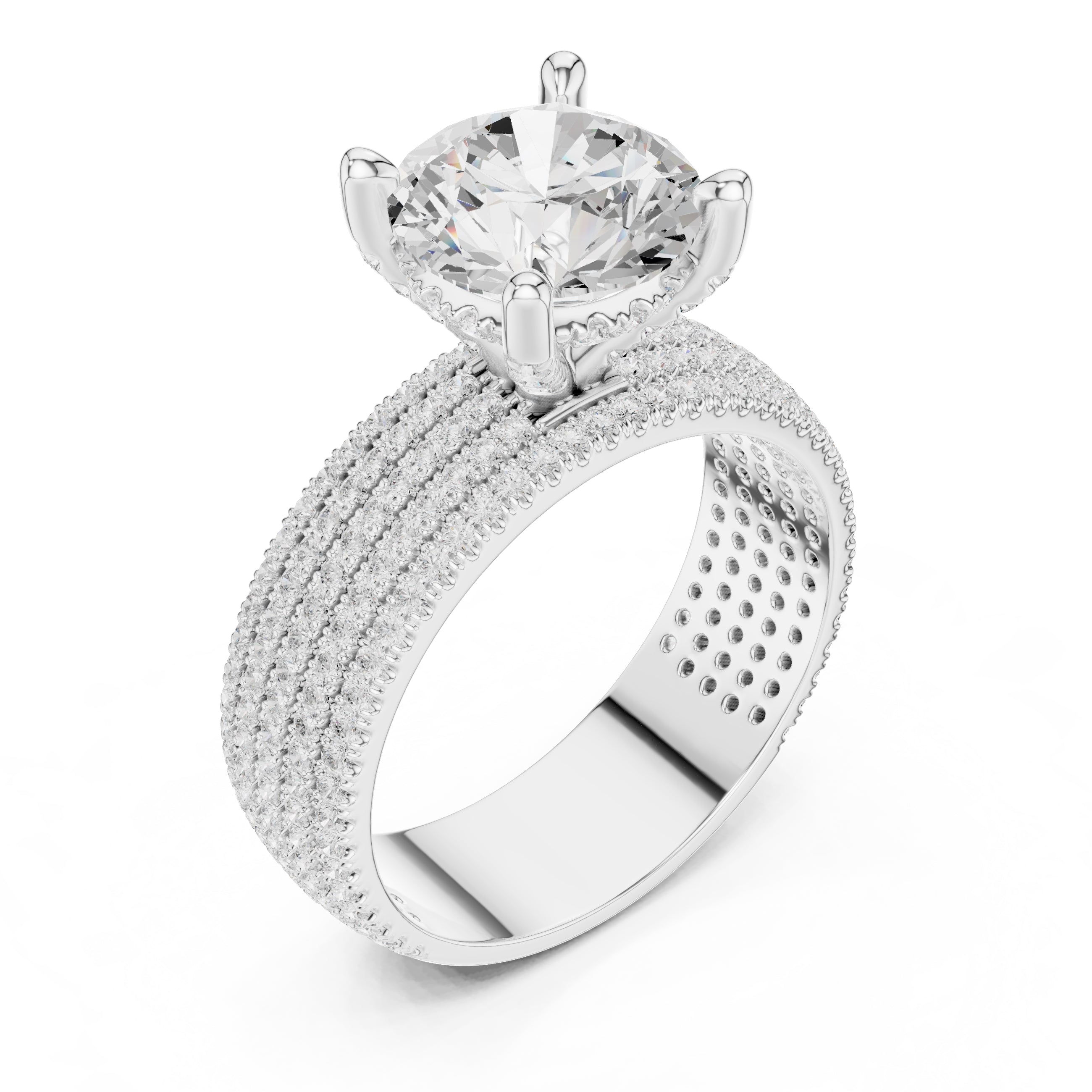 3.00 ct Vortex Multi-Row Engagement Ring 3ct White Gold Round