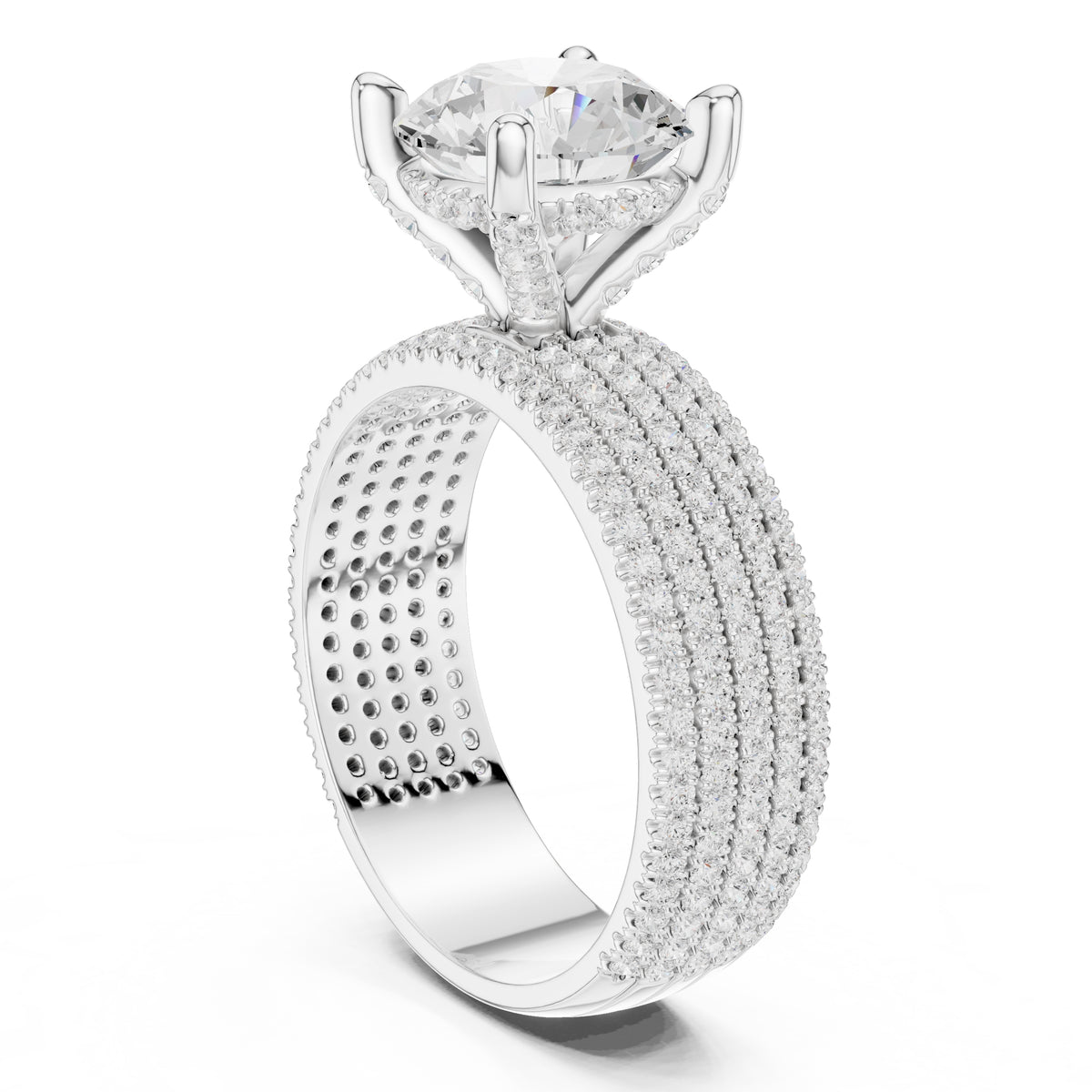3.00 ct Vortex Multi-Row Engagement Ring 3ct White Gold Round