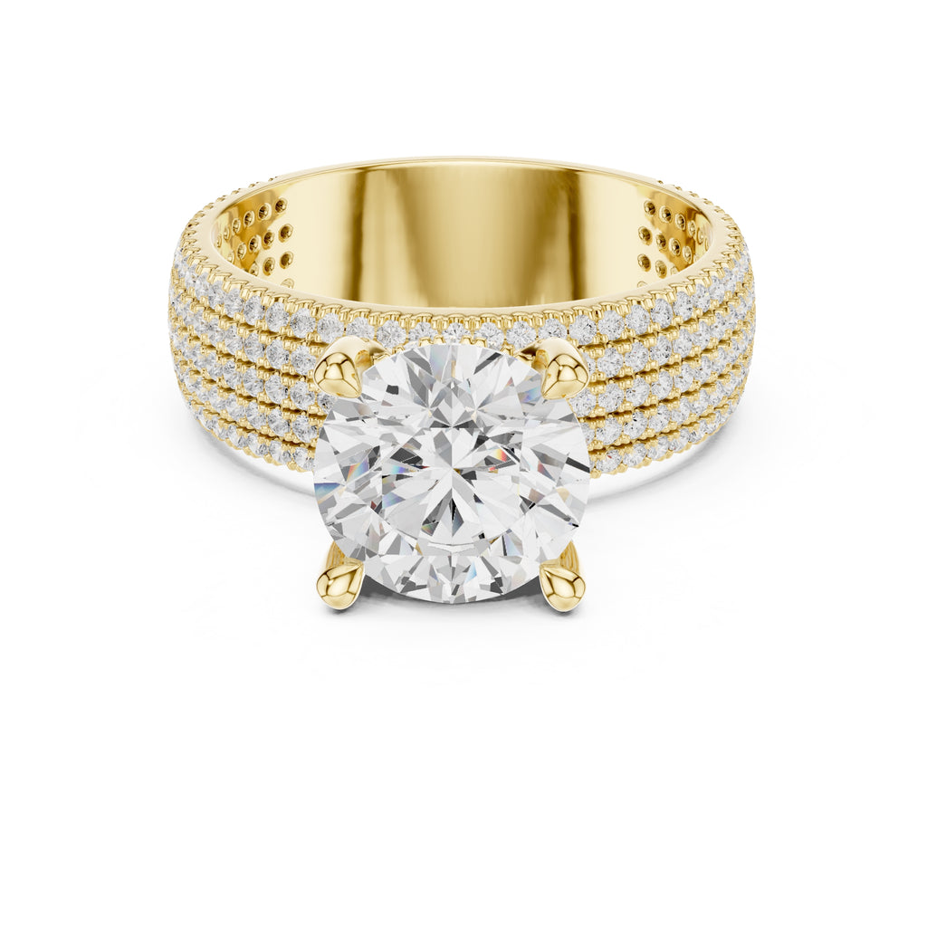 3.00 ct Vortex Multi-Row Engagement Ring 3ct Yellow Gold Round