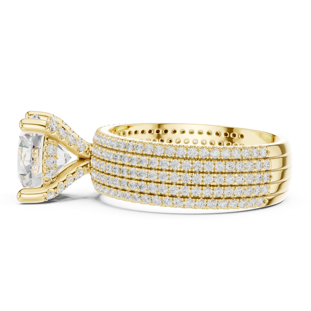 3.00 ct Vortex Multi-Row Engagement Ring 3ct Yellow Gold Round