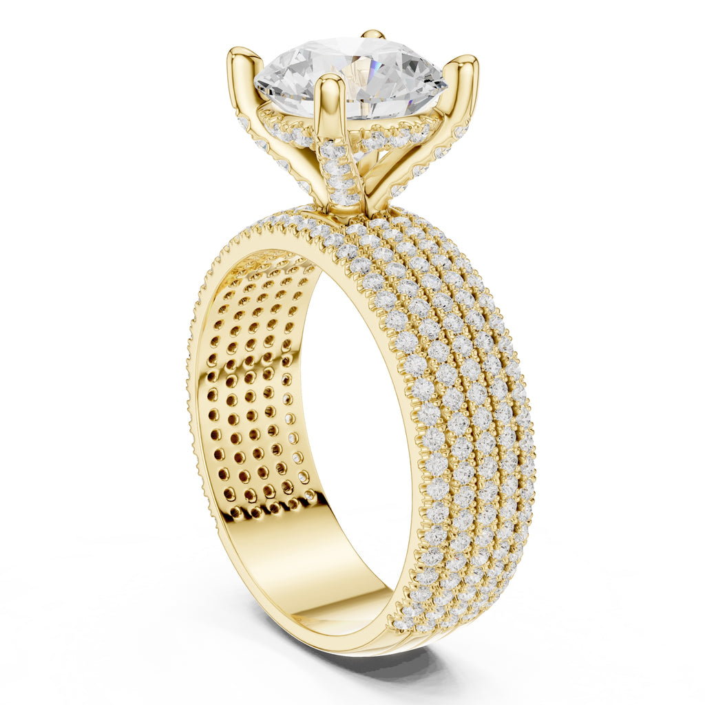 3.00 ct Vortex Multi-Row Engagement Ring 3ct Yellow Gold Round