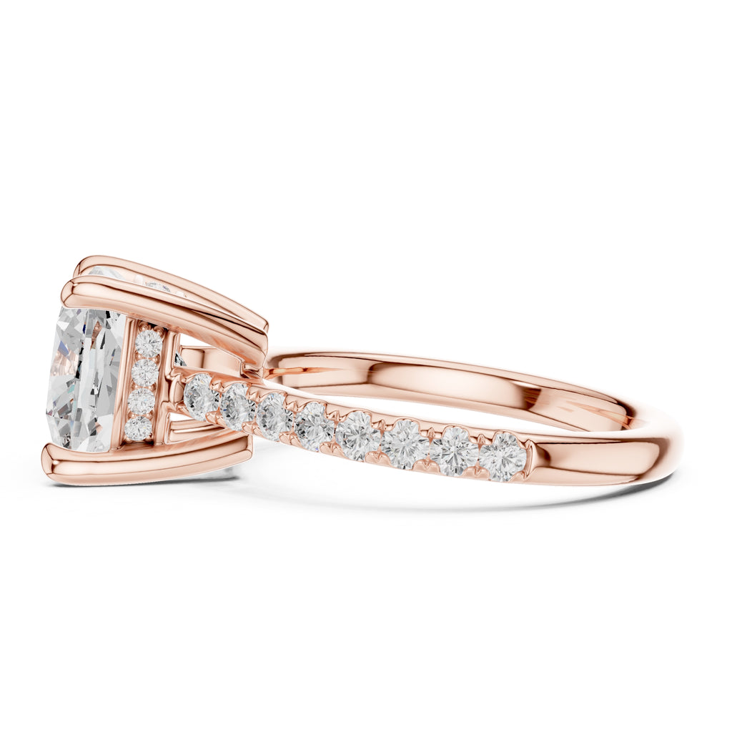 4.00 ct Summit Pavé Engagement Ring 4ct Rose Gold Cushion
