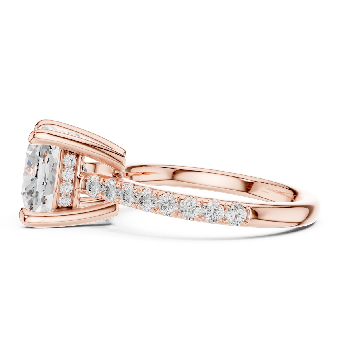 4.00 ct Summit Pavé Engagement Ring 4ct Rose Gold Cushion