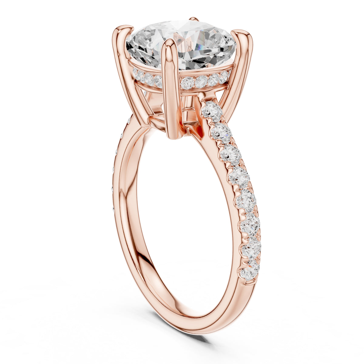 4.00 ct Summit Pavé Engagement Ring 4ct Rose Gold Cushion