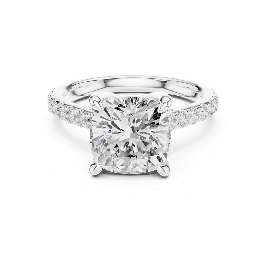 4.00 ct Summit Pavé Engagement Ring 4ct White Gold Cushion