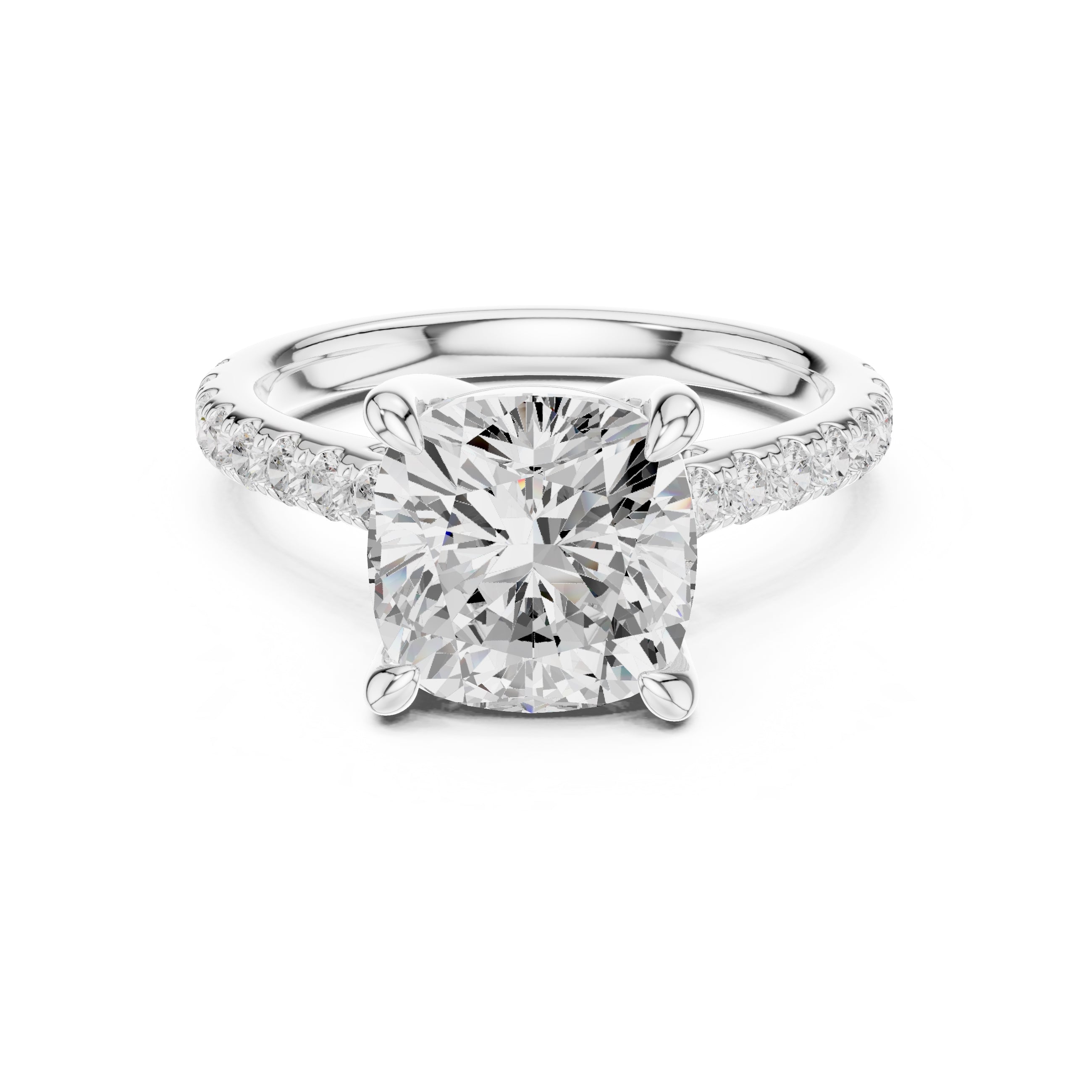 4.00 ct Summit Pavé Engagement Ring 4ct White Gold Cushion