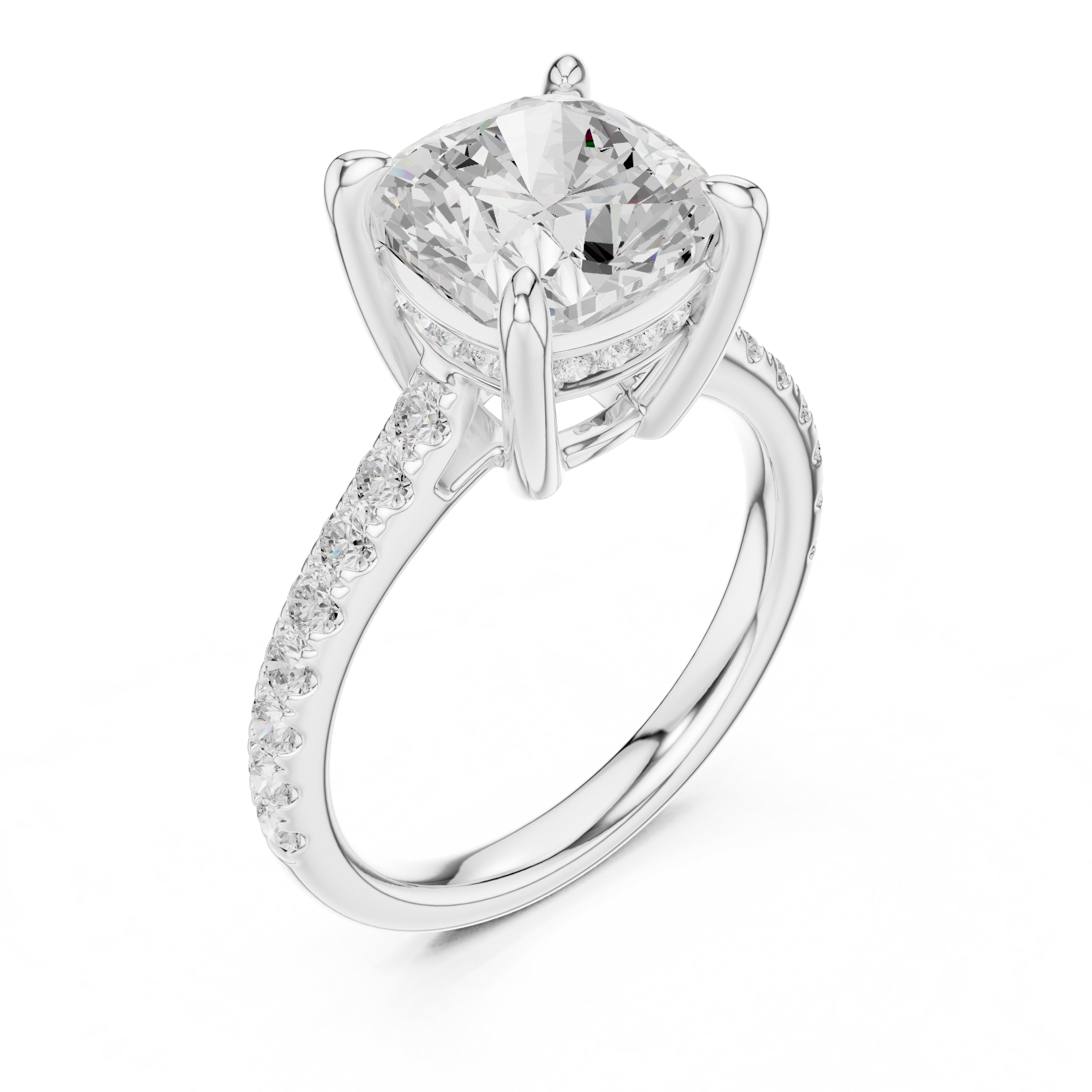 4.00 ct Summit Pavé Engagement Ring 4ct White Gold Cushion