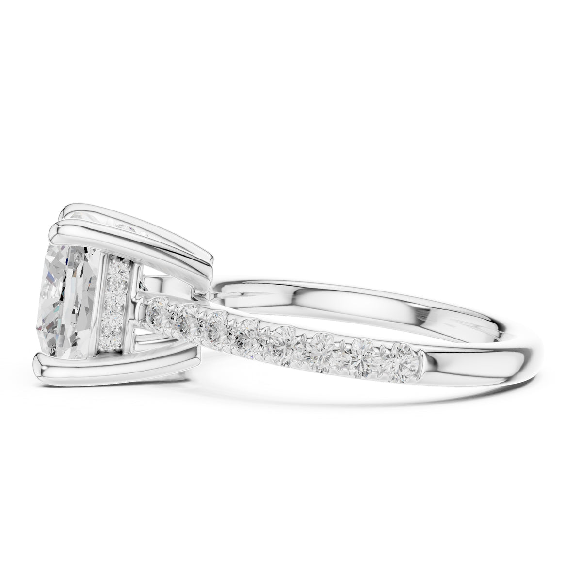 4.00 ct Summit Pavé Engagement Ring 4ct White Gold Cushion