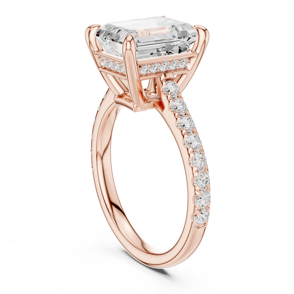 4.00 ct Summit Pavé Engagement Ring 4ct Rose Gold Emerald