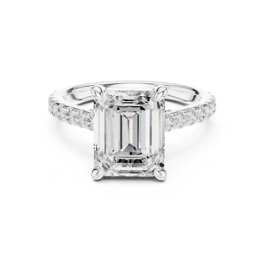 4.00 ct Summit Pavé Engagement Ring 4ct White Gold Emerald