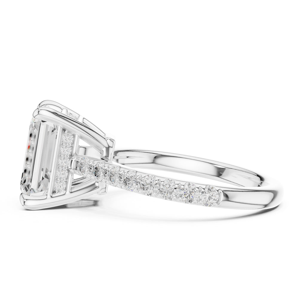 4.00 ct Summit Pavé Engagement Ring 4ct White Gold Emerald